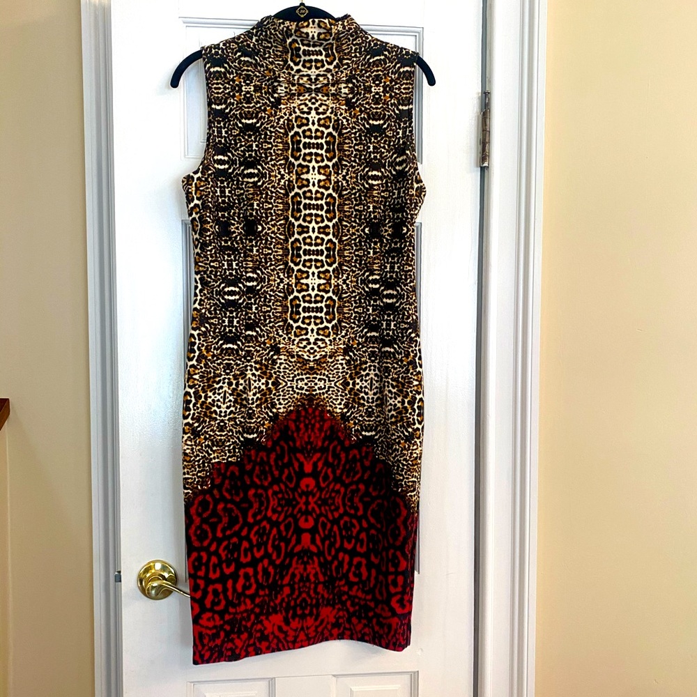 To the knee mock sleeveless dress